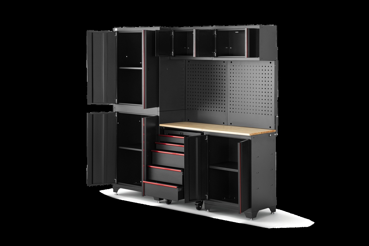 HBM modulair werkplaatssysteem 6-delig, zwart rood, model A