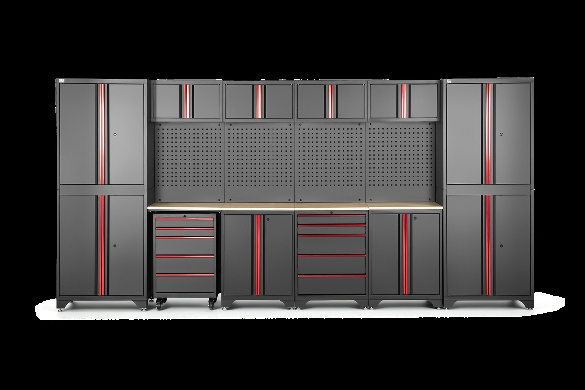 HBM modulair werkplaatssysteem 12-delig, zwart rood HBM modulair werkplaatssysteem 12-delig, zwart rood