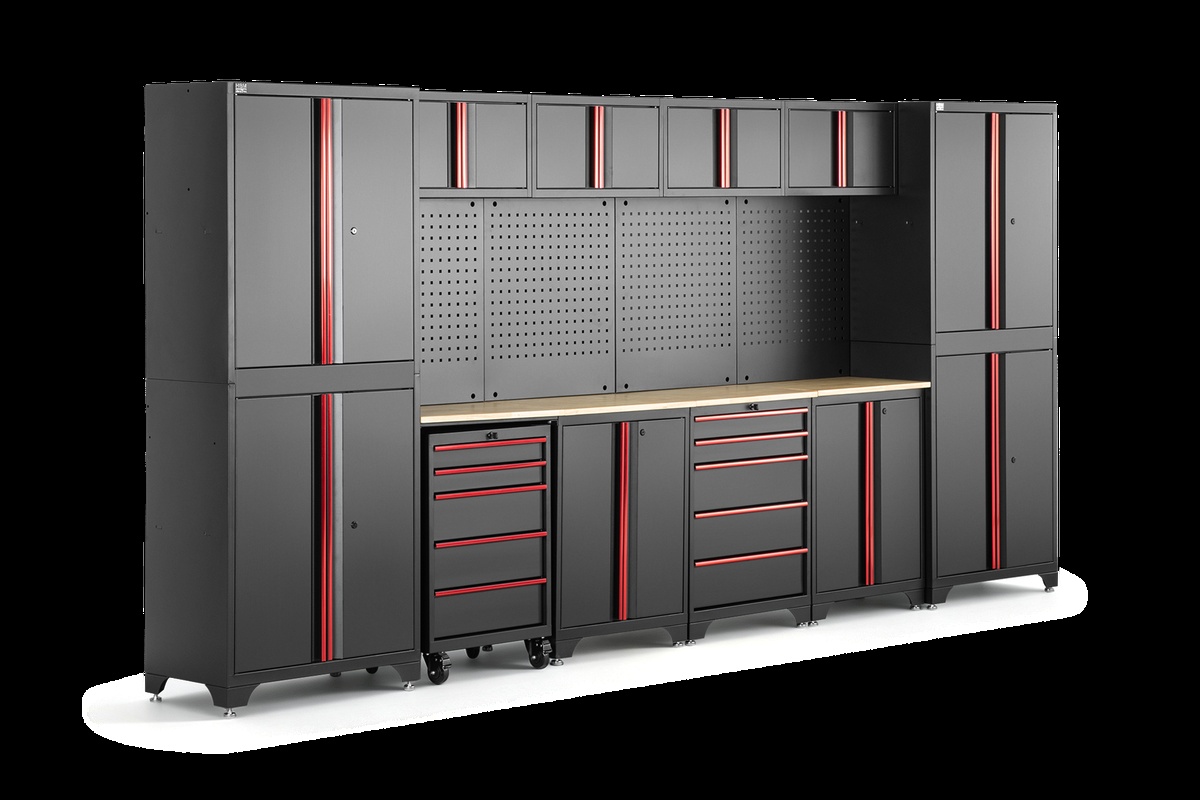 HBM modulair werkplaatssysteem 12-delig, zwart rood HBM modulair werkplaatssysteem 12-delig, zwart rood
