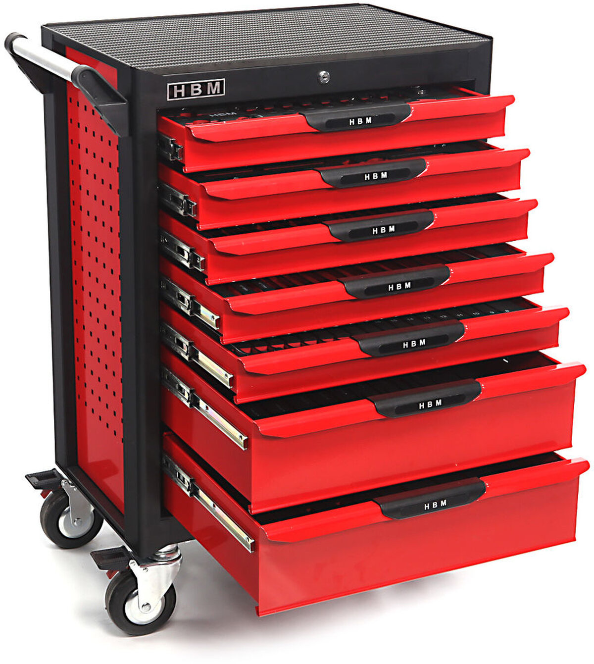 HBM Professional 283 stykke Deluxe Filled Tool Trolley RED