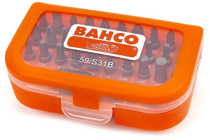 Bahco bitssæt til kærv, Phillips, Pozidriv, TORX 31-delt. Bahco bitssæt til kærv, Phillips, Pozidriv, TORX 31-delt.