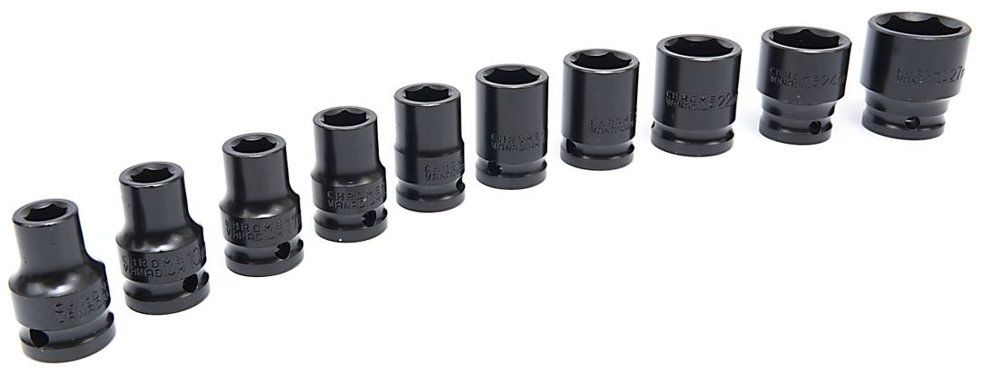 HBM krafttopnøglesæt 1/2 inch, 10-delt.