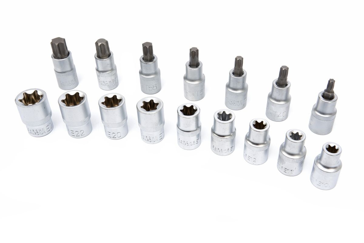 HBM Indvendig og udvendig torx topnøglesæt 16 dele 1/2 inch. HBM Indvendig og udvendig torx topnøglesæt 16 dele 1/2 inch.