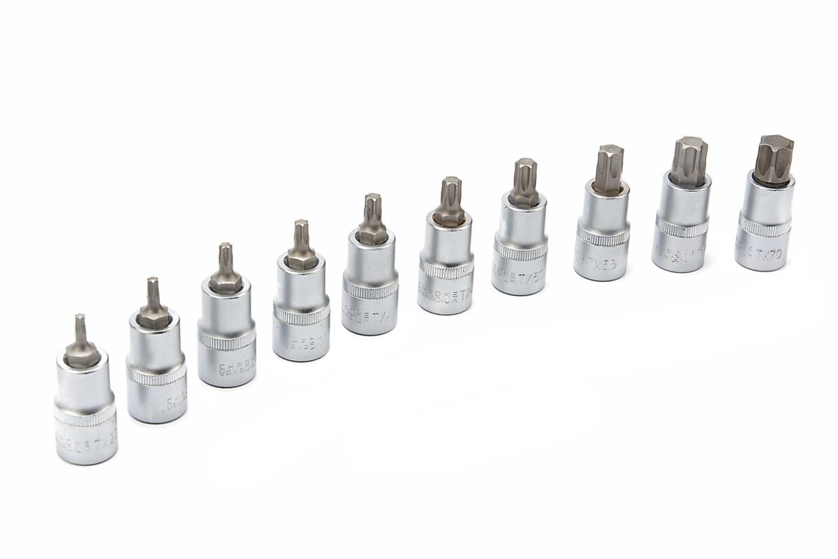 HBM 10-delt 1/2 inch TORX topnøglesæt HBM 10-delt 1/2 inch TORX topnøglesæt