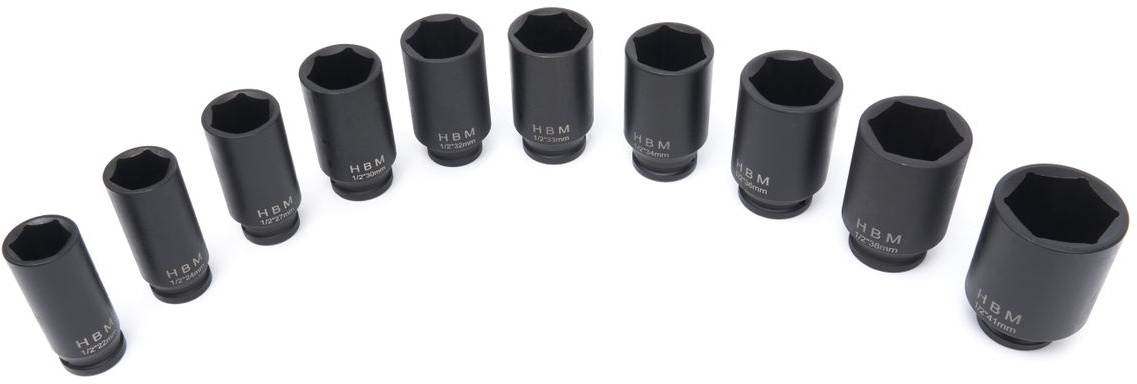 HBM krafttopnøglesæt store størrelser 1/2 inch, 10-delt. HBM krafttopnøglesæt store størrelser 1/2 inch, 10-delt.
