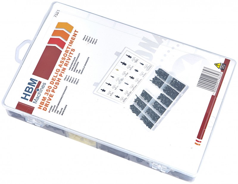 HBM Assortiment Push Pin Rivets 350-delig voor Gereedschapswand