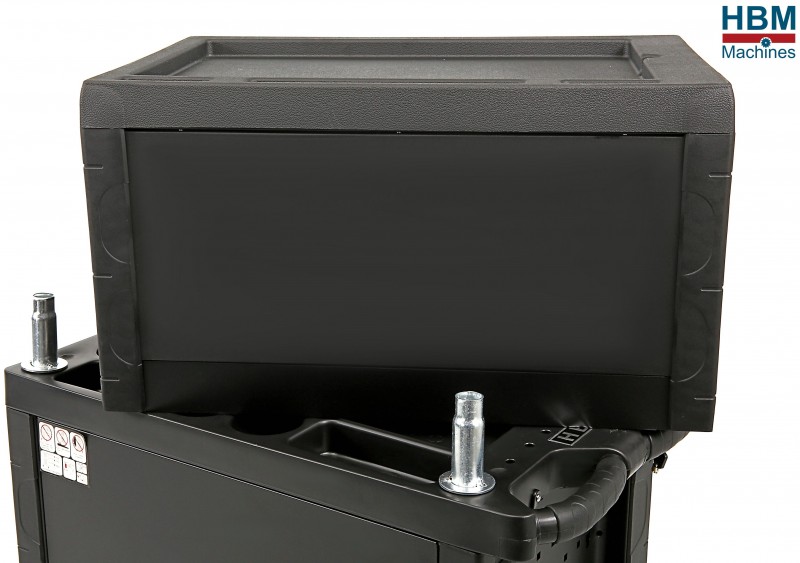 HBM gereedschap opzetkast 4 laden rood 470x690x400 mm, met sleutel, zachtsluitend, gevuld