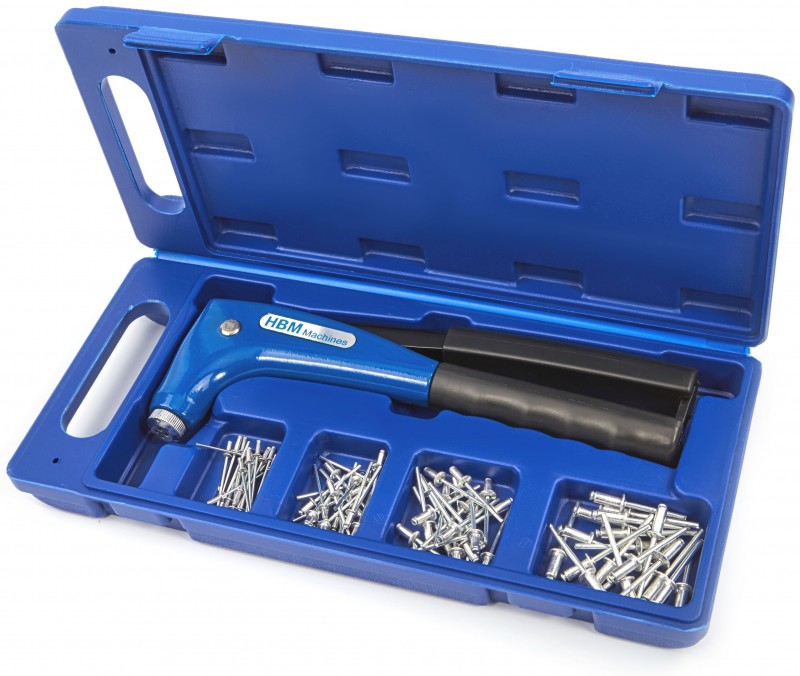 HBM Profi 81-delige Popnageltang Set met snelverstel mondstuk en popnagels