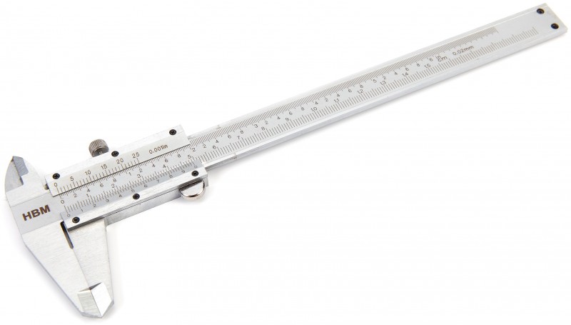 HBM 150 mm analoge schuifmaat 0,001 mm inch/mm met opbergkoffer