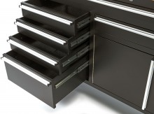 HBM Profi Gereedschapswagen/Werkbank 152 cm met Houten Blad, 6 Laden, Verrijdbaar, Zwart