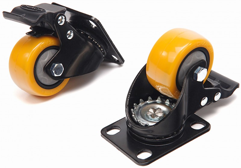 HBM Professioneel Zwenkwiel 50 mm met Voetplaat en Rem - 50 kg - 4 Stuks HBM Professioneel Zwenkwiel 50 mm met Voetplaat en Rem - 50 kg - 4 Stuks