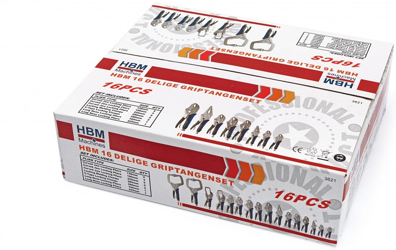 HBM 16-delige Griptangenset 28 cm
