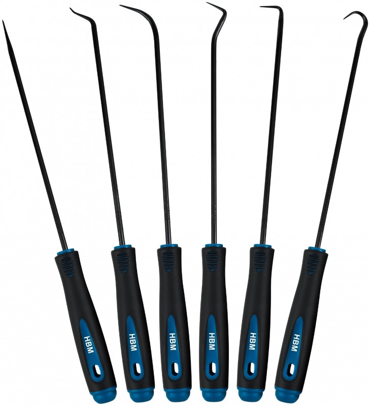 HBM 6-delige extra lange pick- en hakenset 250 mm, haakdiameter 3,5 mm