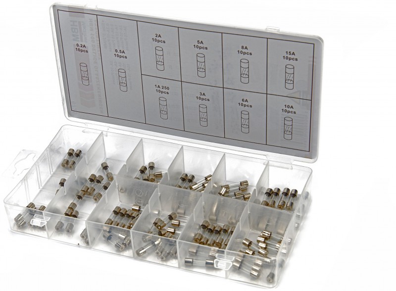 HBM 100-delige Glaszekeringen Assortiment voor Gereedschapswand