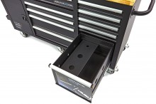 HBM werkbank 158 cm verrijdbaar met 10 laden, deur en achterwand, zwart