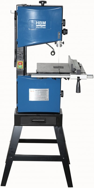 HBM hout lintzaag 250 mm, 375 W, 230 V, kantelbaar, verlichting, 800 m/min, 150 mm snijbereik, stofzuigeraansluiting