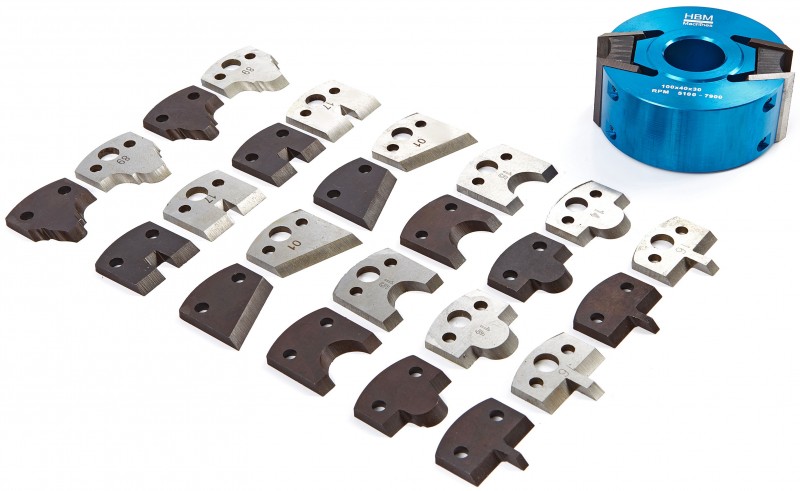 HBM 100 mm Profi Houtfreeskop voor Hout, Opname 30 mm, 7 Sets Messen HBM 100 mm Profi Houtfreeskop voor Hout, Opname 30 mm, 7 Sets Messen