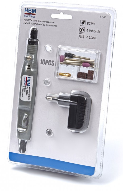 HBM Variabel Graveerapparaat / Multitool 230 V Inclusief 10 Accessoires