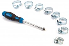 HBM 50-delige slangklemmen assortiment inclusief dopsleutel voor gereedschapswand