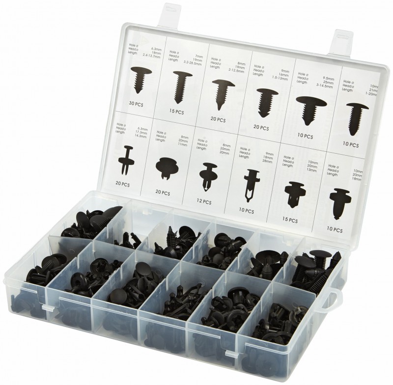 HBM 192-delige Assortiment Bekleding Clips voor Gereedschapswand HBM 192-delige Assortiment Bekleding Clips voor Gereedschapswand