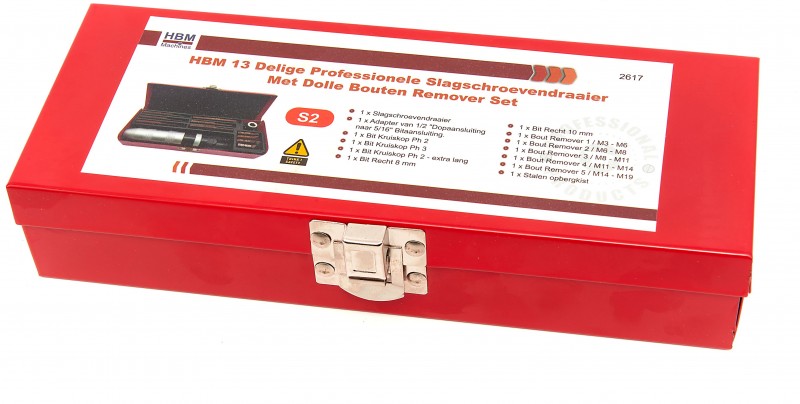 HBM 13-delige Slagschroevendraaier met Dolle Bouten Remover Set