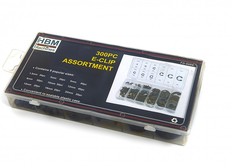 HBM 300-delig E-Clip Assortiment voor Gereedschapswand