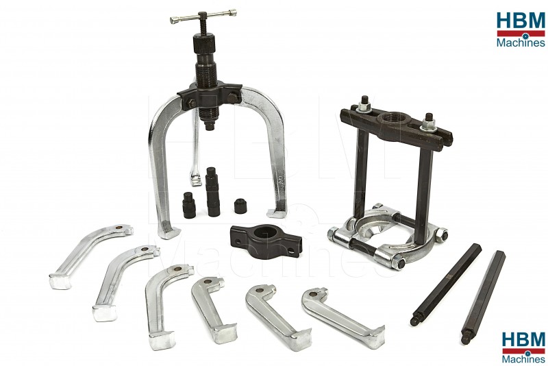 HBM hydraulische poelietrekker- en lagertrekkerset 23-delig 10 ton, geschikt voor werkstukken 100/150/200 mm, met koffer