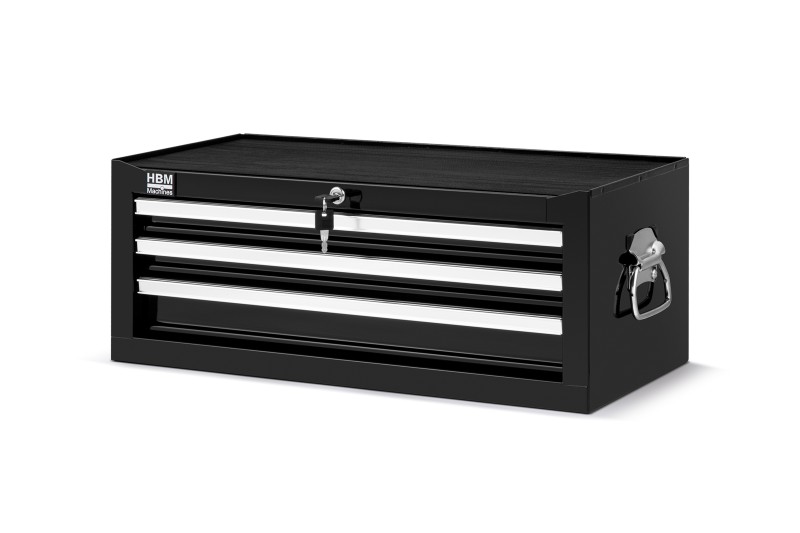 HBM B gereedschap opzetkast zwart, 3 laden, stapelbaar, met sleutel, 67x31,5x26,5 cm HBM B gereedschap opzetkast zwart, 3 laden, stapelbaar, met sleutel, 67x31,5x26,5 cm