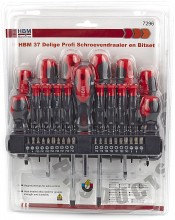 HBM 37-delige Profi Schroevendraaier- en Bitset Sleufkop, Philips, Pozidriv, Torx
