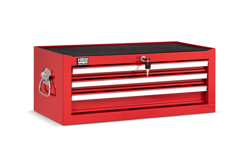 HBM Gereedschap Opzetkast Rood, Stapelbaar, Gevuld, Sleutelslot 670 x 315 x 265 mm