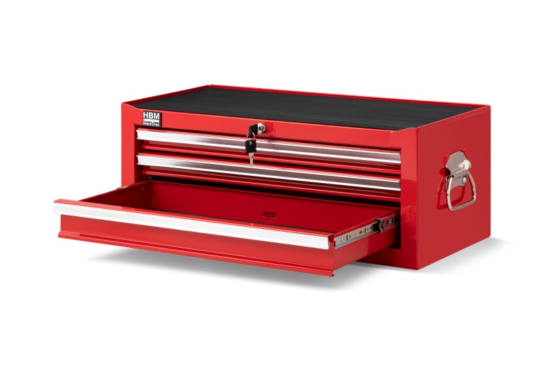 HBM Gereedschap Opzetkast Rood, Stapelbaar, Gevuld, Sleutelslot 670 x 315 x 265 mm