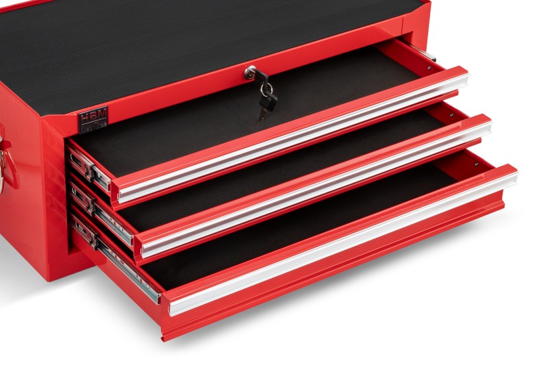 HBM Gereedschap Opzetkast Rood, Stapelbaar, Gevuld, Sleutelslot 670 x 315 x 265 mm