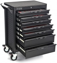 HBM deluxe gevulde gereedschapswagen 283-delig zwart, 7 laden, slot, 210 kg, 4 wielen HBM deluxe gevulde gereedschapswagen 283-delig zwart, 7 laden, slot, 210 kg, 4 wielen