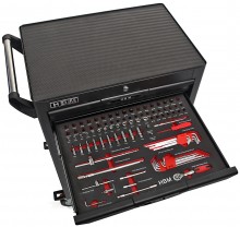 HBM deluxe gevulde gereedschapswagen 283-delig zwart, 7 laden, slot, 210 kg, 4 wielen