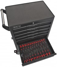 HBM deluxe gevulde gereedschapswagen 283-delig zwart, 7 laden, slot, 210 kg, 4 wielen