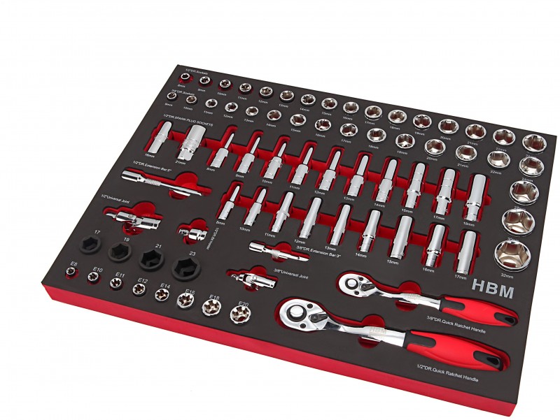HBM deluxe gevulde gereedschapswagen 283-delig zwart, 7 laden, slot, 210 kg, 4 wielen