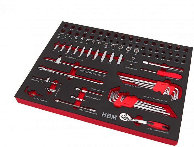 HBM deluxe gevulde gereedschapswagen 283-delig zwart, 7 laden, slot, 210 kg, 4 wielen