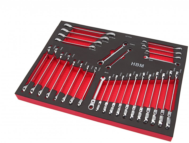 HBM deluxe gevulde gereedschapswagen 283-delig zwart, 7 laden, slot, 210 kg, 4 wielen