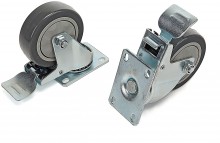 HBM Profi Zwenkwiel 100 mm met Voetplaat en Rem, 4 Stuks, Verzinkt Staal, Max. 120 kg, Hart-op-Hart 75 mm, Hoogte 130 mm