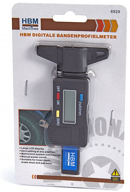 HBM Digitale Bandenprofielmeter 25,4 mm met LR44 batterij