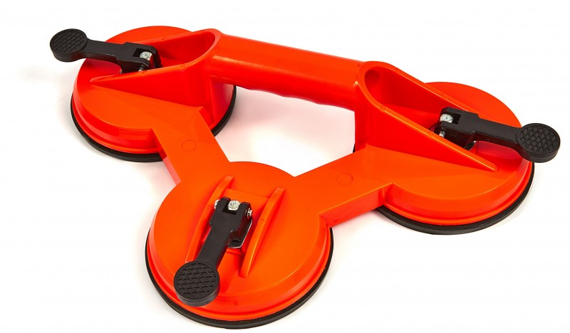 HBM Glasdrager / Zuignap met 3 Koppen 80kg Ø118 mm, 3 Zuignappen, Kunststof, Oranje HBM Glasdrager / Zuignap met 3 Koppen 80kg Ø118 mm, 3 Zuignappen, Kunststof, Oranje