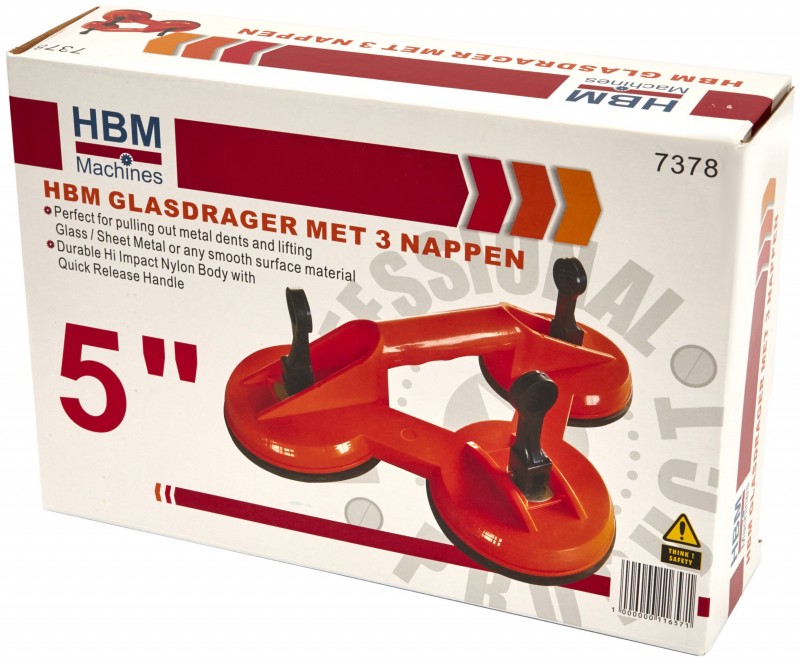 HBM Glasdrager / Zuignap met 3 Koppen 80kg Ø118 mm, 3 Zuignappen, Kunststof, Oranje HBM Glasdrager / Zuignap met 3 Koppen 80kg Ø118 mm, 3 Zuignappen, Kunststof, Oranje