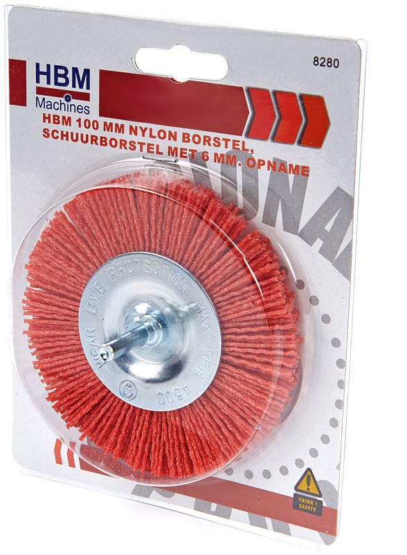 HBM Nylon Borstel 100 mm Schuurborstel 6 mm Opname voor Metaal