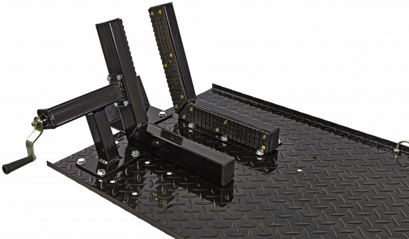 HBM 450 kg hydraulische motorheftafel verrijdbaar met luxe voorwielklem - zwart