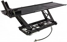 HBM motorheftafel 450 kg, hydraulisch en pneumatisch, verrijdbaar, luxe voorwielklem, zwart HBM motorheftafel 450 kg, hydraulisch en pneumatisch, verrijdbaar, luxe voorwielklem, zwart