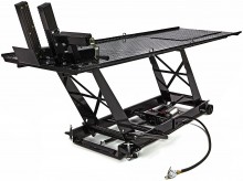 HBM motorheftafel 450 kg, hydraulisch en pneumatisch, verrijdbaar, luxe voorwielklem, zwart HBM motorheftafel 450 kg, hydraulisch en pneumatisch, verrijdbaar, luxe voorwielklem, zwart