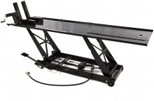 HBM motorheftafel 450 kg, hydraulisch en pneumatisch, verrijdbaar, luxe voorwielklem, zwart HBM motorheftafel 450 kg, hydraulisch en pneumatisch, verrijdbaar, luxe voorwielklem, zwart