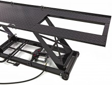 HBM motorheftafel 450 kg, hydraulisch en pneumatisch, verrijdbaar, luxe voorwielklem, zwart HBM motorheftafel 450 kg, hydraulisch en pneumatisch, verrijdbaar, luxe voorwielklem, zwart
