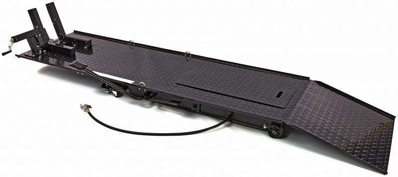 HBM motorheftafel 450 kg, hydraulisch en pneumatisch, verrijdbaar, luxe voorwielklem, zwart HBM motorheftafel 450 kg, hydraulisch en pneumatisch, verrijdbaar, luxe voorwielklem, zwart