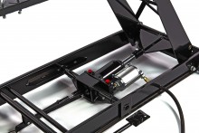 HBM motorheftafel 450 kg, hydraulisch en pneumatisch, verrijdbaar, luxe voorwielklem, zwart HBM motorheftafel 450 kg, hydraulisch en pneumatisch, verrijdbaar, luxe voorwielklem, zwart